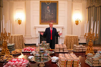 Donald Trump orders fast food feast for college American football team at White House reception
